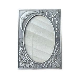 Vintage 90s Celestial Silver / Pewter 5 x 7 Picture Frame - sun moon stars